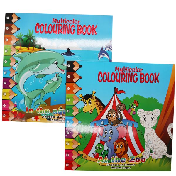 24 Page At the Zoo and In the Aquarium Colouring Book Combo