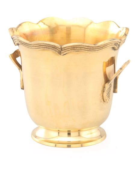 Brass Ice Bucket with Border and Handles
