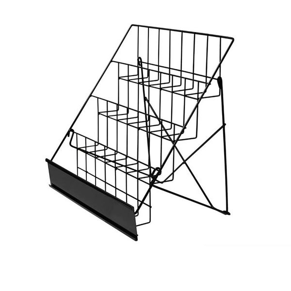 4 Tier Book Display Rack Magazine Wire Display Stand - Black