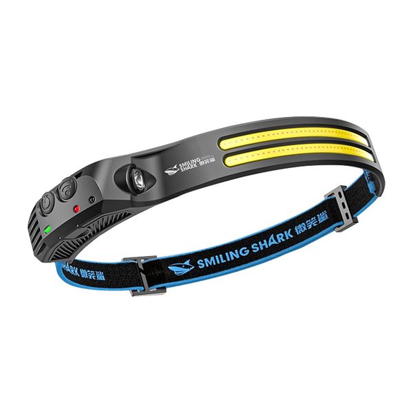 Smiling Shark White &amp;Yellow Motion Sensor Rechargeable Headlamps Led -0123B