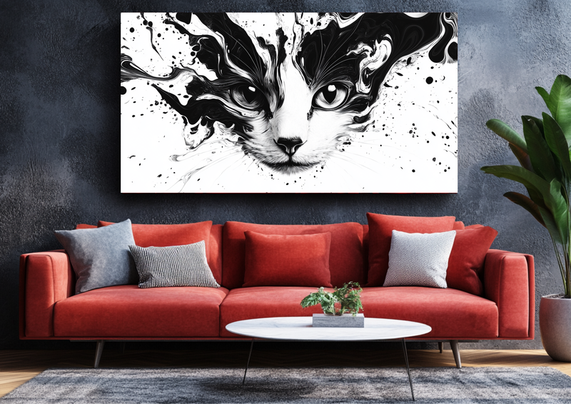 Canvas Wall Art - Abstract Kitty Face - BX0326