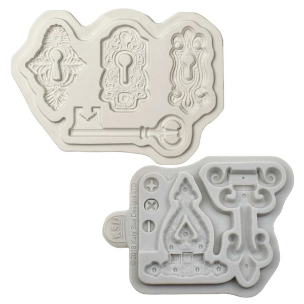 Kitchen Baking Cake Decoration Lock, Keys &amp; Latch Fondant Mould - Set of 2