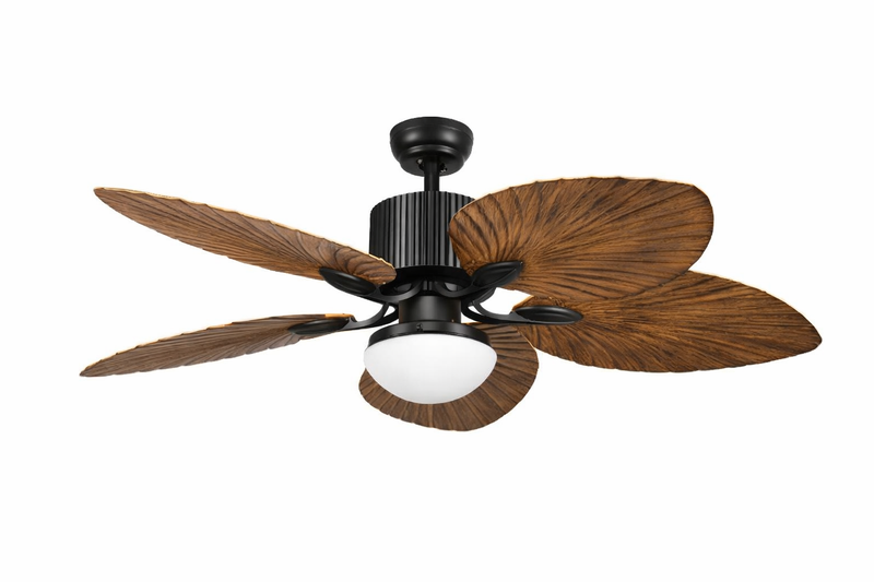 132cm Wood Palm Leaf Ceiling Fan With Remote