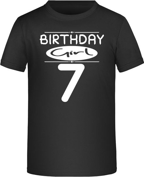 Birthday Girl 7th Birthday Tshirt Gift-Black