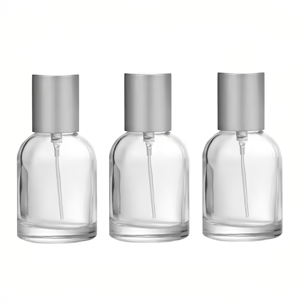 Set of 3 Empty Transparent 50ml Cosmetic Spray Bottles - Silver Cap