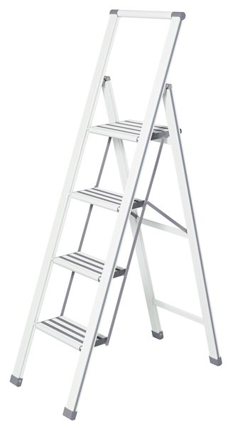 Wenko - Folding Step Ladder - Aluminium - 4 Steps - White