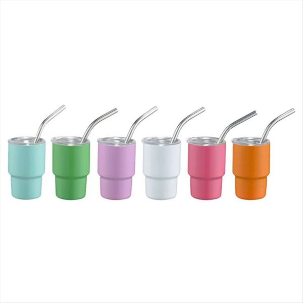 Mini Tumbler Shot Glass with Straw with Lids