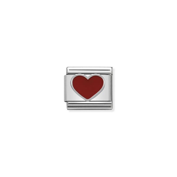 Nomination Composable Classic Link Red Heart in Silver and Enamel.