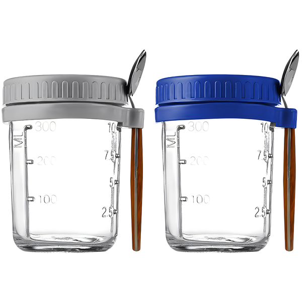 Chenshia 350ml Glass Overnight Oat Mason Jar AirtightLid Glass Food Storage