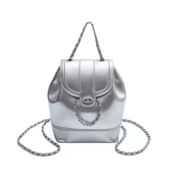 Women's Backpack Handbag Silver Design Small Size Stylish And Practical