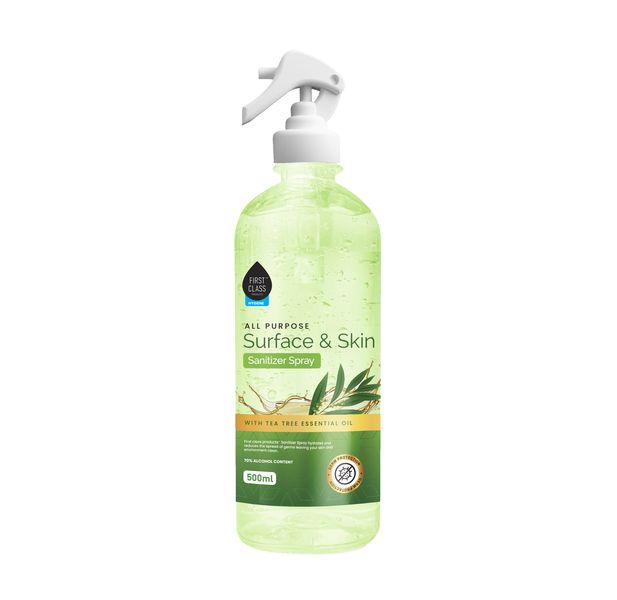 First Class 24 Pack TeaTree Essential Oil Antibacterial Sanitizer Spray- 500ml, 70% Alcohol