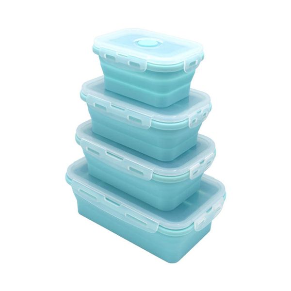 Collapsible Silicone Lunch Boxes - Set of Four