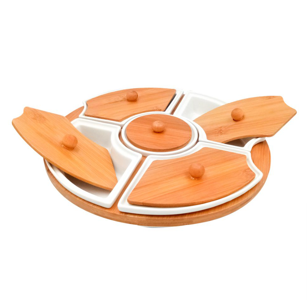 A Set of 5 Bamboo Rotating Dip Set B17-16-3