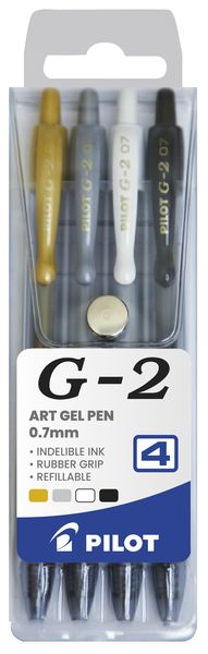 Pilot G2 0.7mm Art Gel Pens - Wallet of 4 Colours
