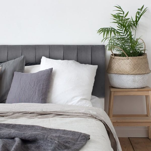 StrohBerry - Lincoln Panel Headboard - Velvet - Steel Grey - Multiple Sizes