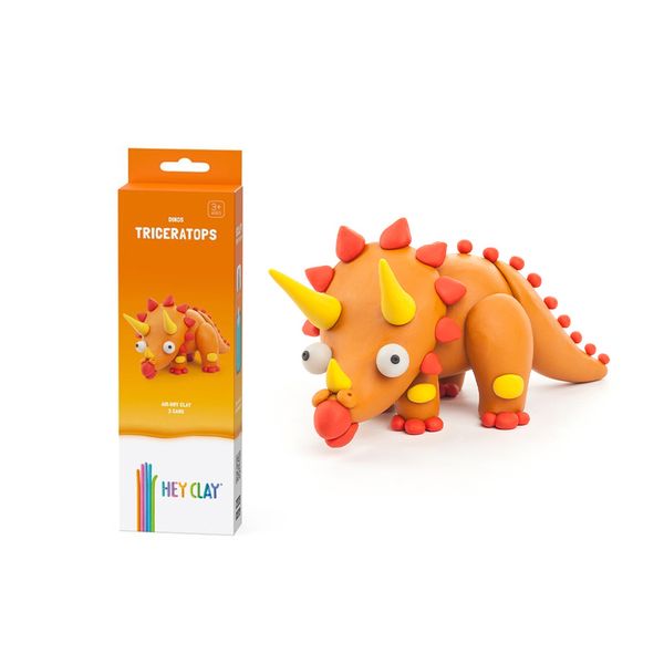 Hey Clay: Modelling Air-Dry Clay with Interactive App - Triceratops, 3 cans