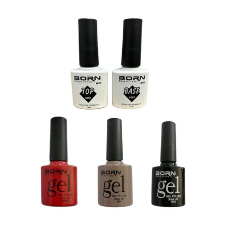 UV/LED Born Beautiful Darker Colours 10ml - Red, Black, Brown, Top & Base Image