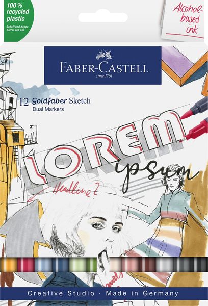 Faber-Castell Sketch Marker (Double-sided) Goldfaber wallet of 12