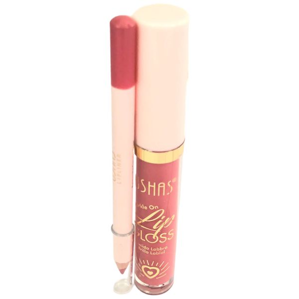 USHAS Matte 2in1 lip Makeup Kit - Lip Gloss &amp; Lipliner Pencil - Peach