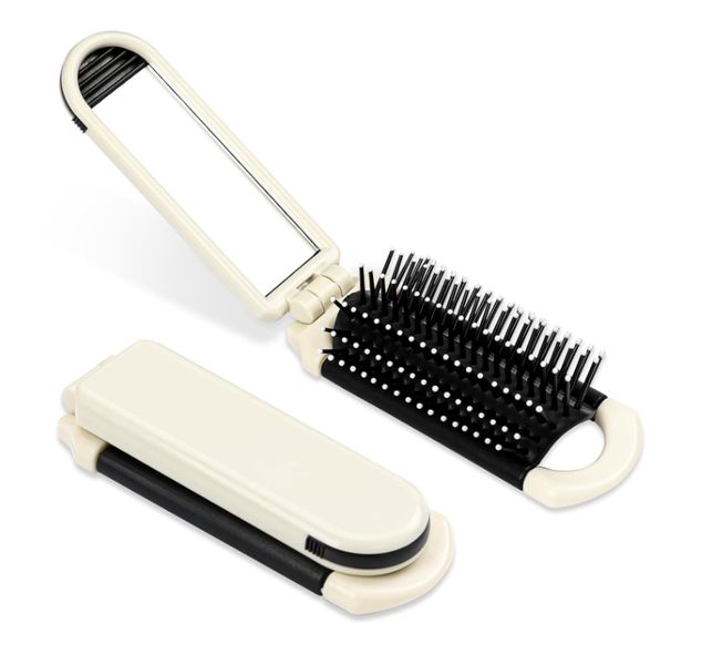 Foldable Travel Hair Brush with Mirror Collapsable Pocket