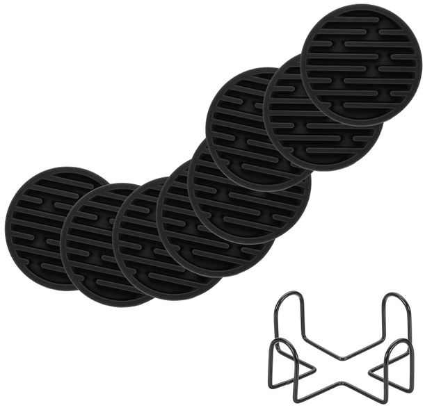 Round Silicone Drink Coasters With Holder - Set Of 8