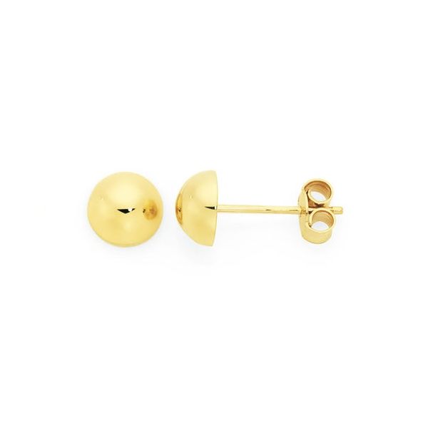 Broadway Jewellers - 9ct Yellow Gold - Half Ball Stud Earrings
