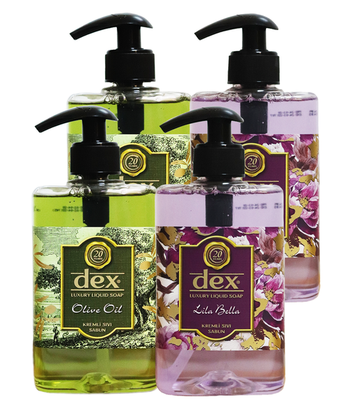 Dex Luxury Liquid Hand Soap - 2 Olive Oil and 2 Lila Bella - 4 x 500ml