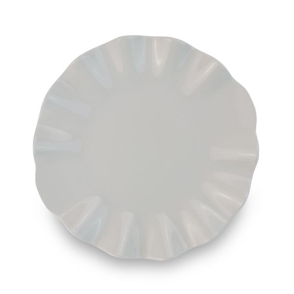 Plate - Lotus Leaf Rim Design - Ceramic - White - 2 Pack