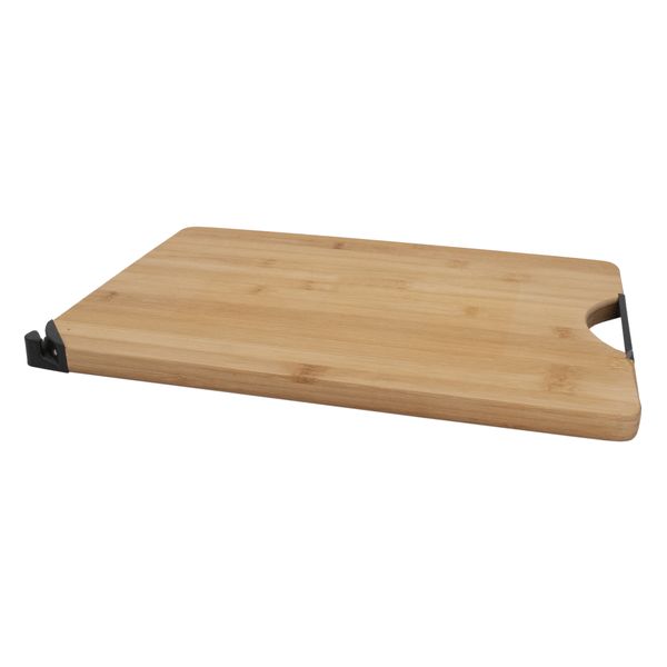 Regent Bamboo Cutting Board - Metal Handle &amp; Knife Sharpener - 355x258x18mm