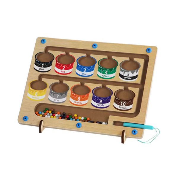 Educational Magnetic Color And Number Maze Wooden Montessori Toy KQ-17