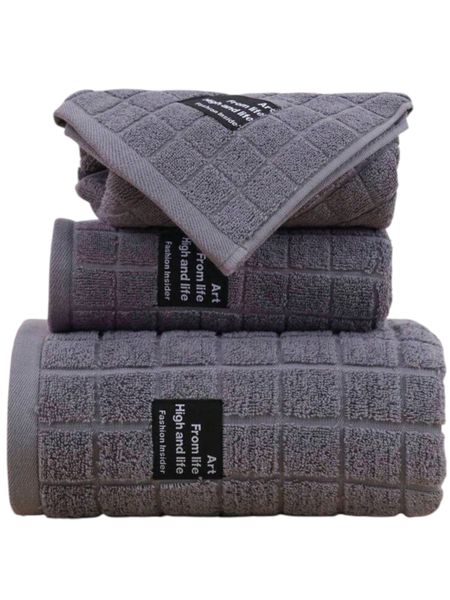 3 Piece QIBHI Luxury Soft Satin Border Bath Towel