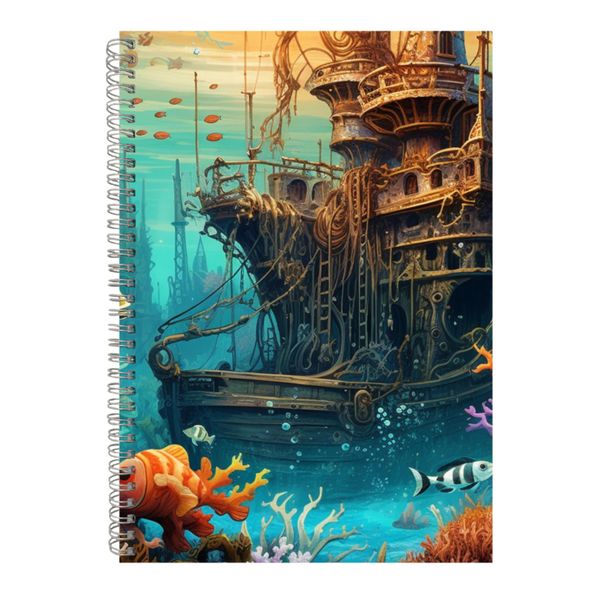 Ship A4 Notebook Pad Ocean Blue Lovers Trendy Graphic Birthday Present 040
