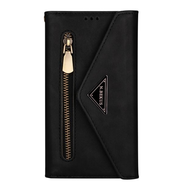 Leather Flip Wallet Cover With Card Slots &amp; Zipper For iPhone 14 Series