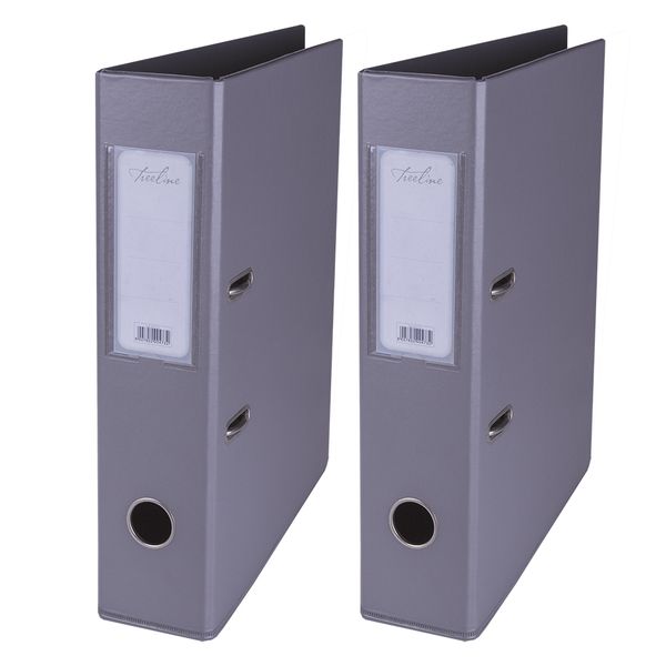 Treeline PVC 70 A4 PVC Lever Arch File - Grey - Pack of 2