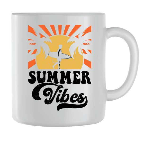 Orange Vibes Coffee Mugs for Men Women with Surfing Graphic Cups Present098