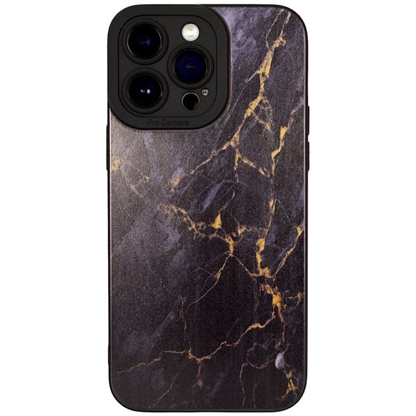 Black - Phone Case with Dark Marble Design - Iphone 14 Pro Max