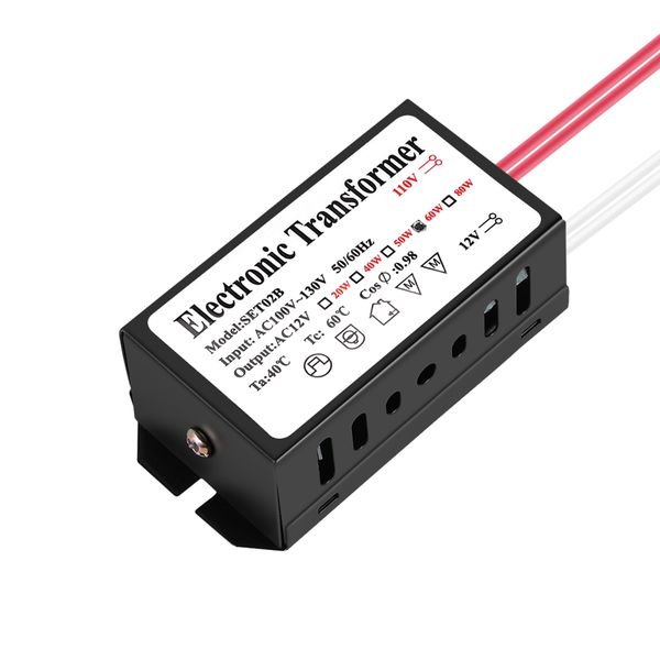 110V to 12V 60W Halogen Light Electronic Transformer Black