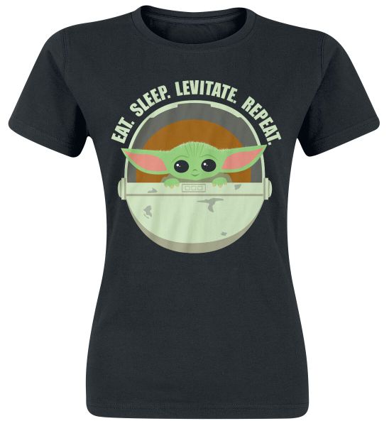 Rock Ts Star Wars Baby Yoda - Eat , Sleep, Levitate Ladies