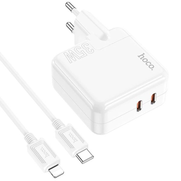 C110A High-Speed Lightning to Type-C Charger Dual Type-C Port PD 35W QC3.0