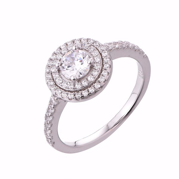 Sterling Silver Double Halo Engagement Wedding Ring SR00007