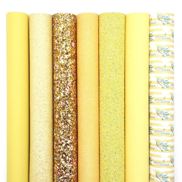 Faux Leather - A4 Bundle (7 Sheets) - Yellow Hot Air Balloon