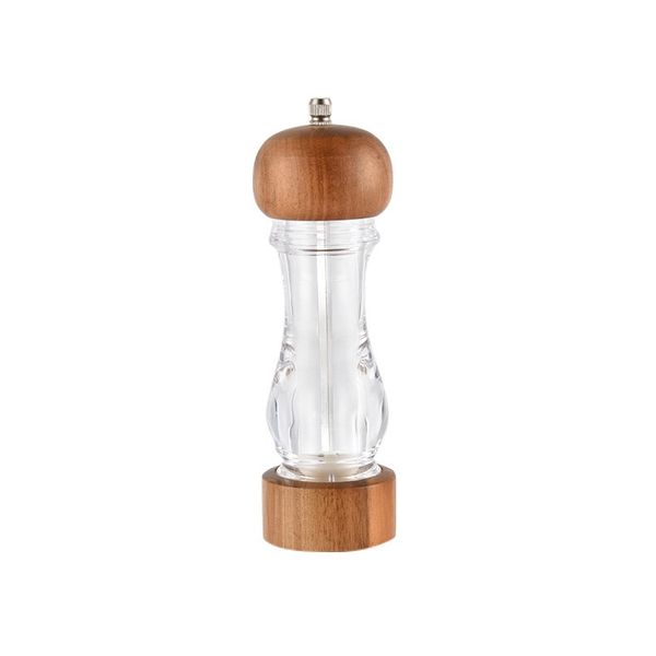 Adjustable Wooden Pepper Salt Grinder with Glass Bottle with 8 inch