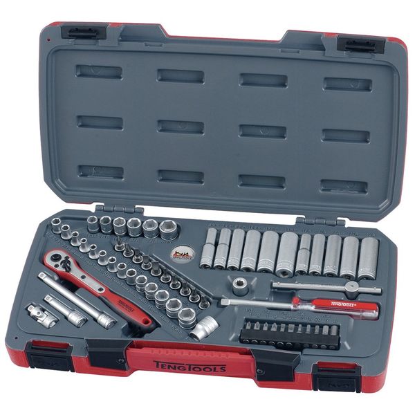 TengTools - 1/4" Drive Socket Set (Metric/AF), 60 Piece - T1460