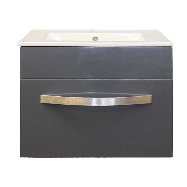 Denver Furniture - Floating Bathroom Vanity Cabinet - High Gloss Storm Grey