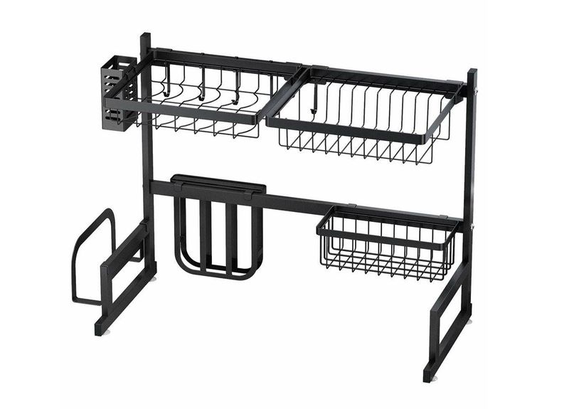 Marble Finish Carbon Steel Over the Sink Dish Drying Rack