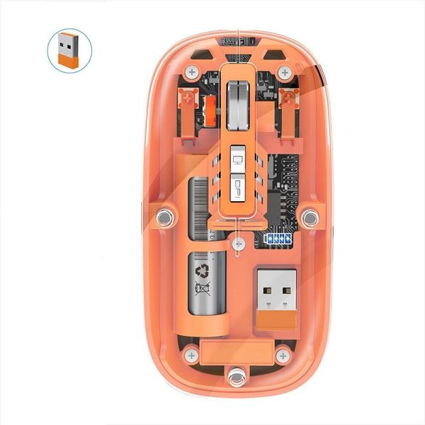 Clear Orange Mouse 2.4G Bluetooth Wireless Mouse