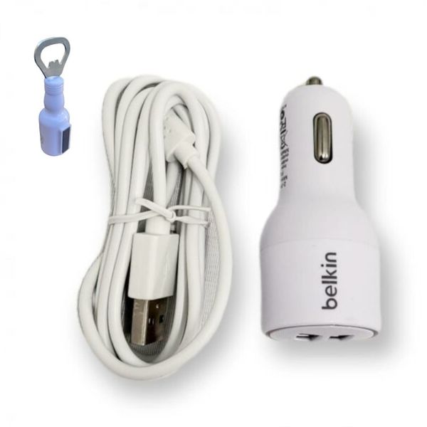 20W Dual Port Car Charger with Type C Cable with Bottle Opener