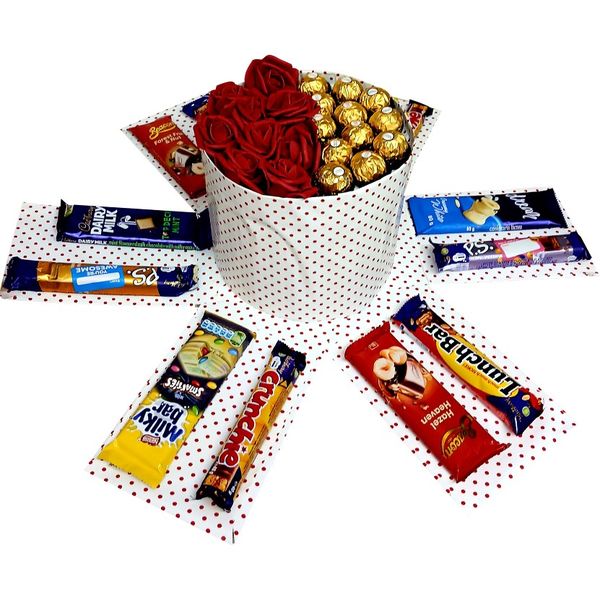 White Love | Forever flower &amp; Chocolate 2-Layer Explosion Box | Gift Hamper