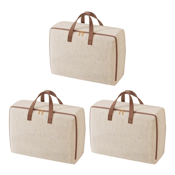 3 Pack Cotton Linen Storage Bags - 45 x 35 x 20cm