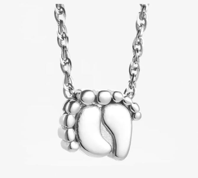 Memorial Safe Keeping Pendant - Baby Footprints